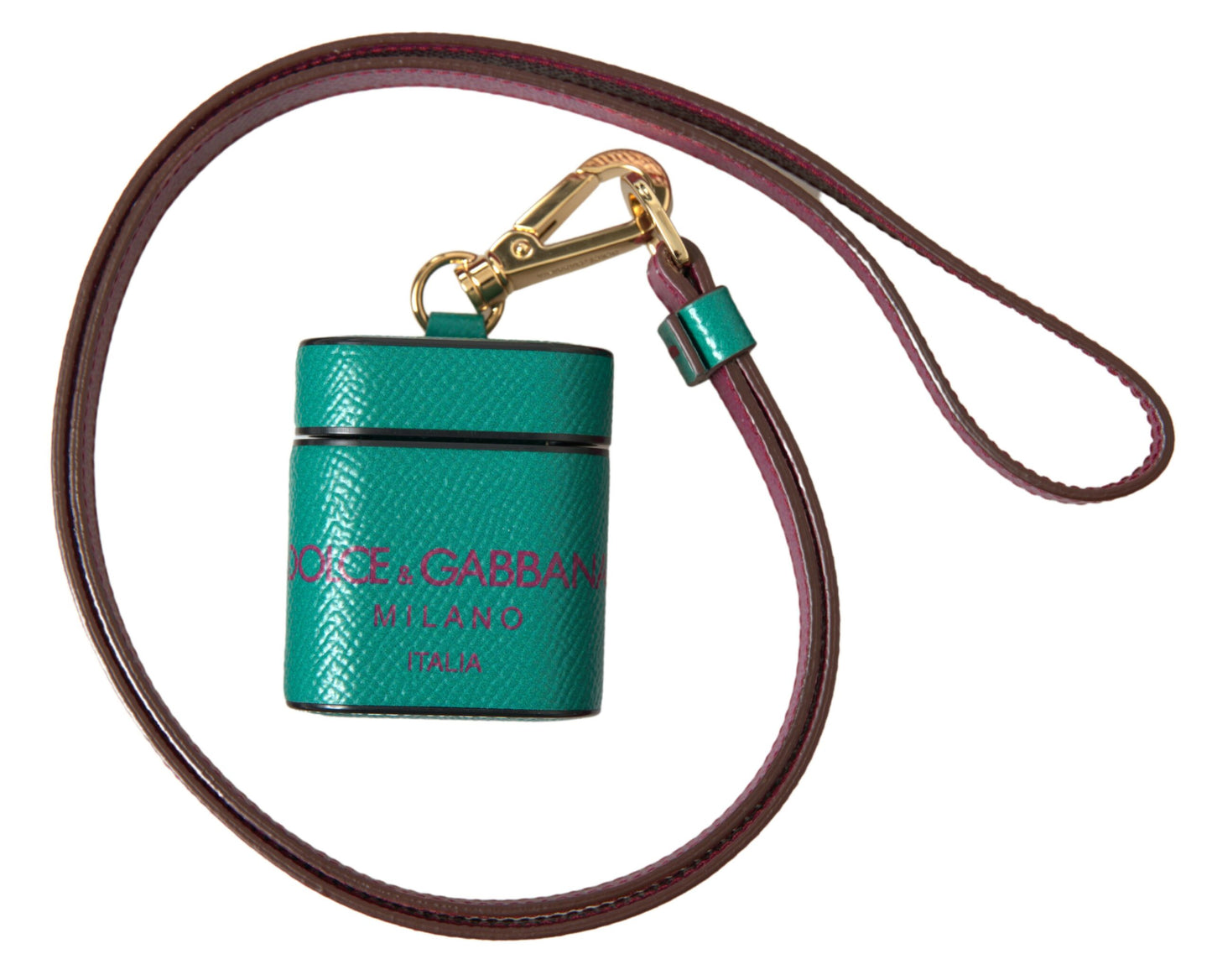 Elegante custodia in pelle per Airpods in verde e marrone