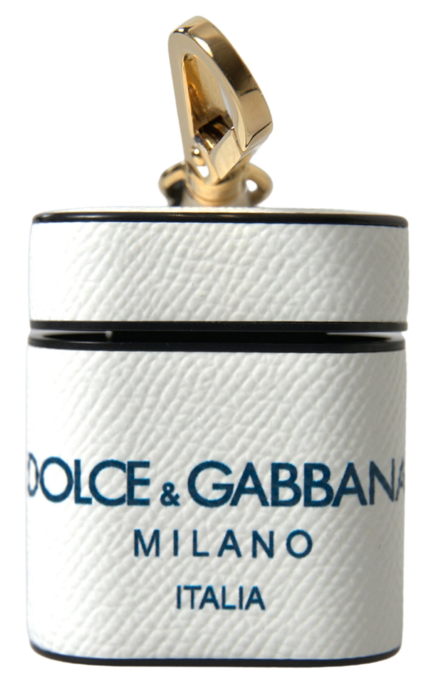 Elegante custodia in pelle per Airpods in bianco e blu