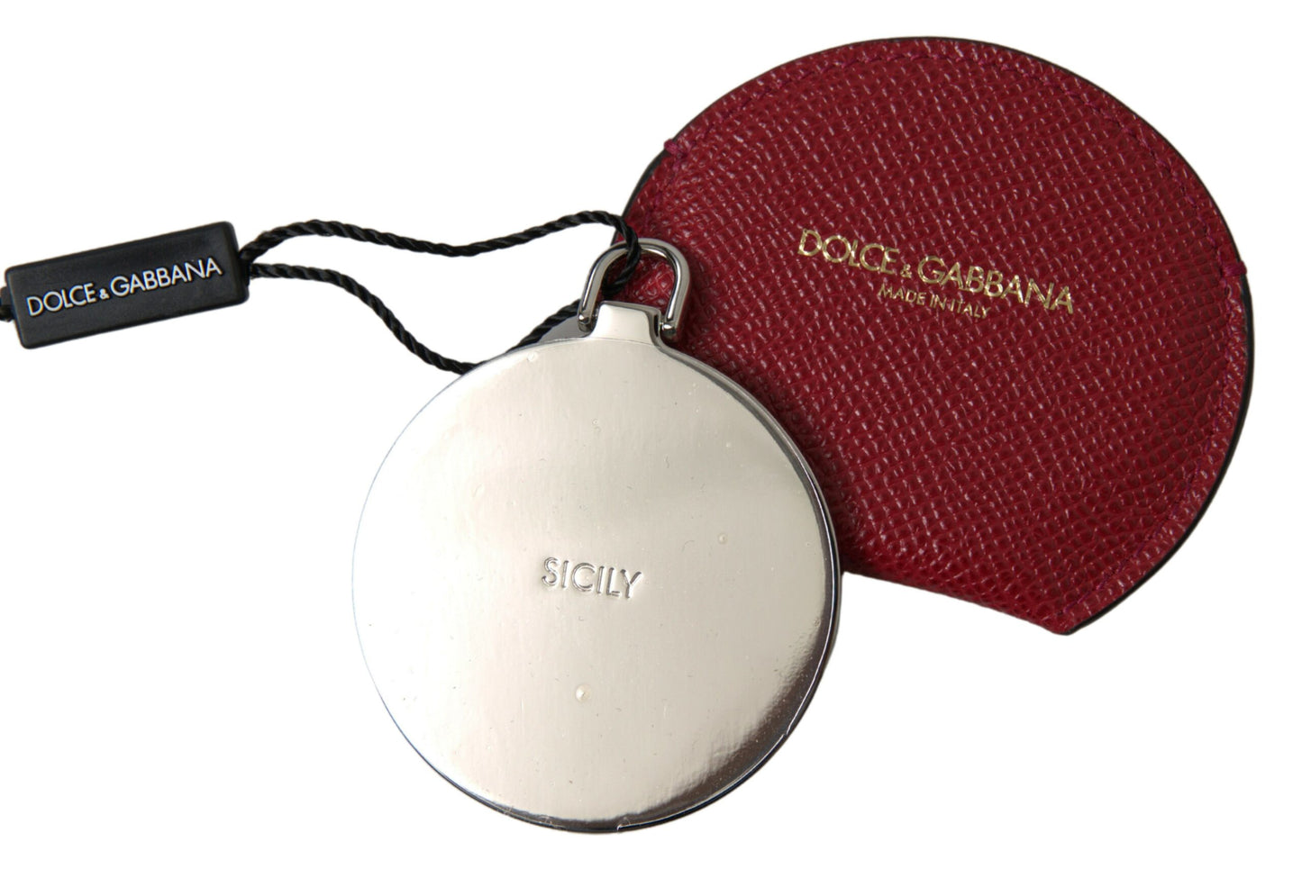 Elegante portaspecchietto in pelle rossa