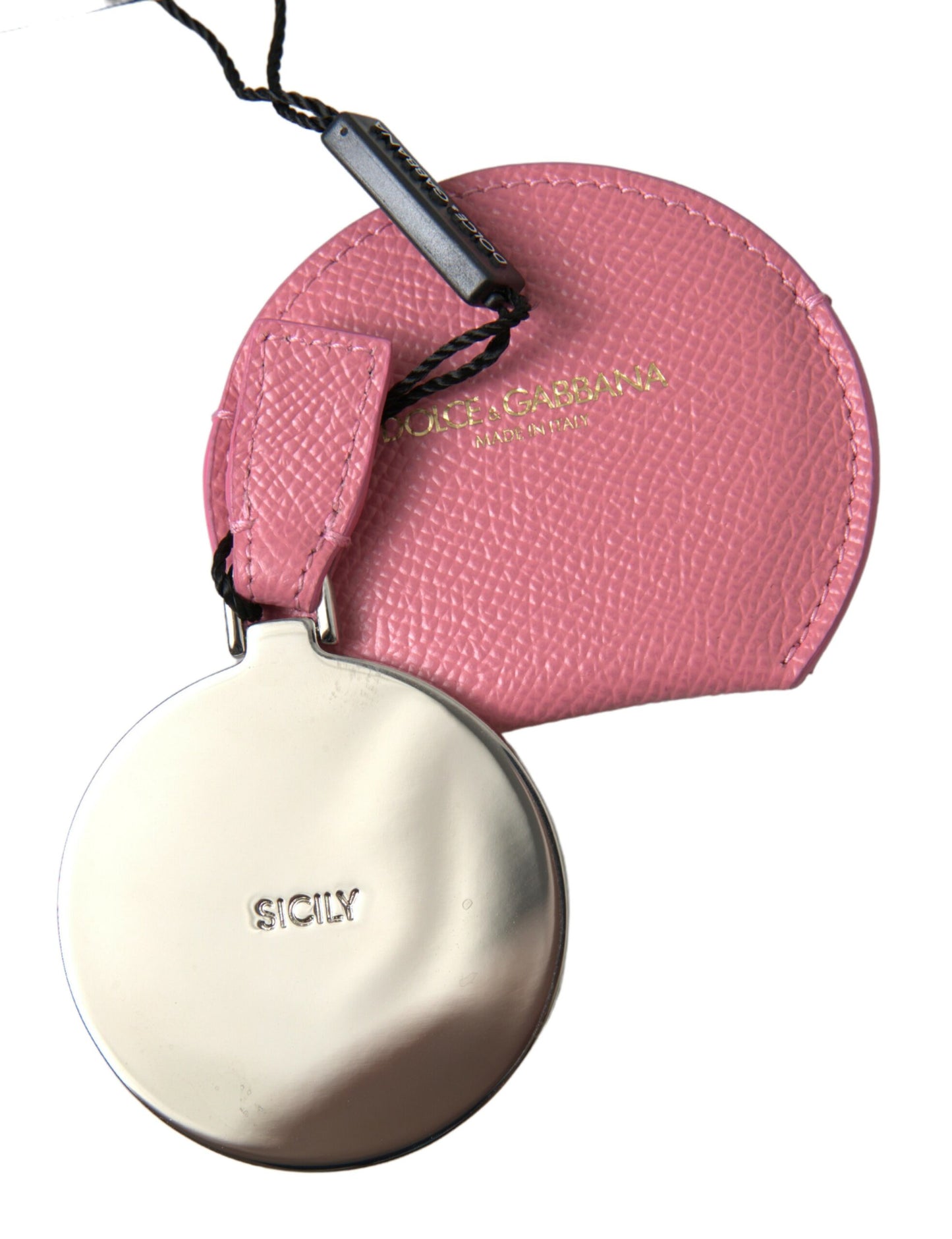 Elegante porta specchio in pelle rosa