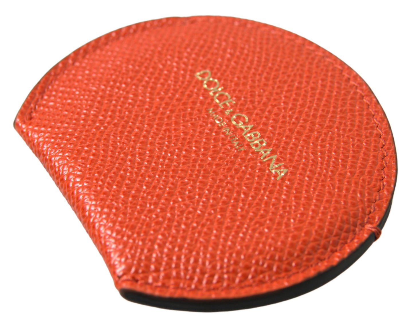 Elegante portaspecchi in pelle di vitello arancione