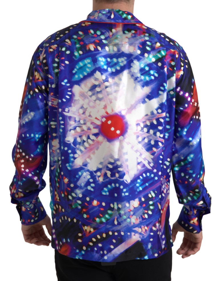 Seidenpyjamahemd mit psychedelischem Print