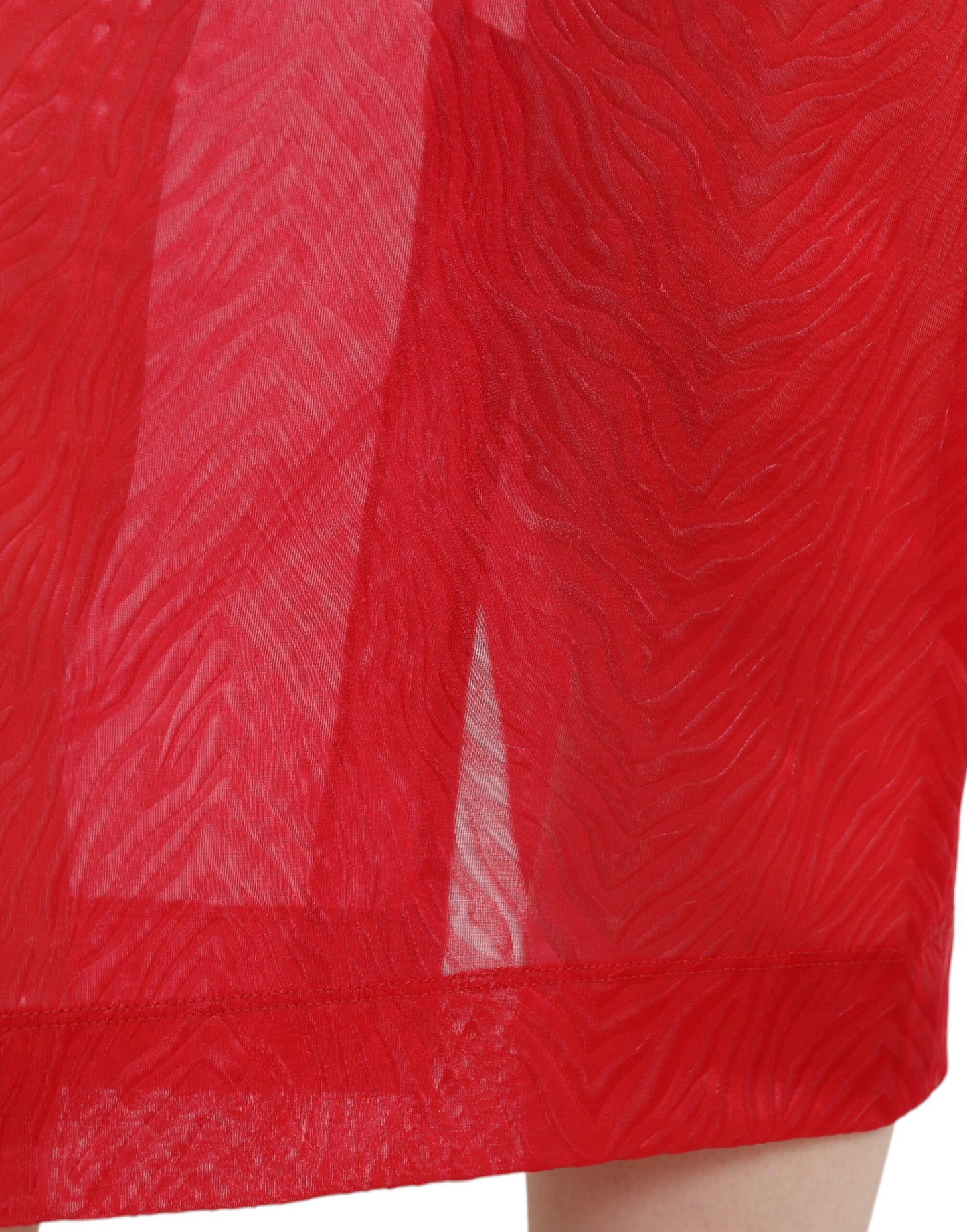 Schicker roter transparenter Midirock mit hoher Taille