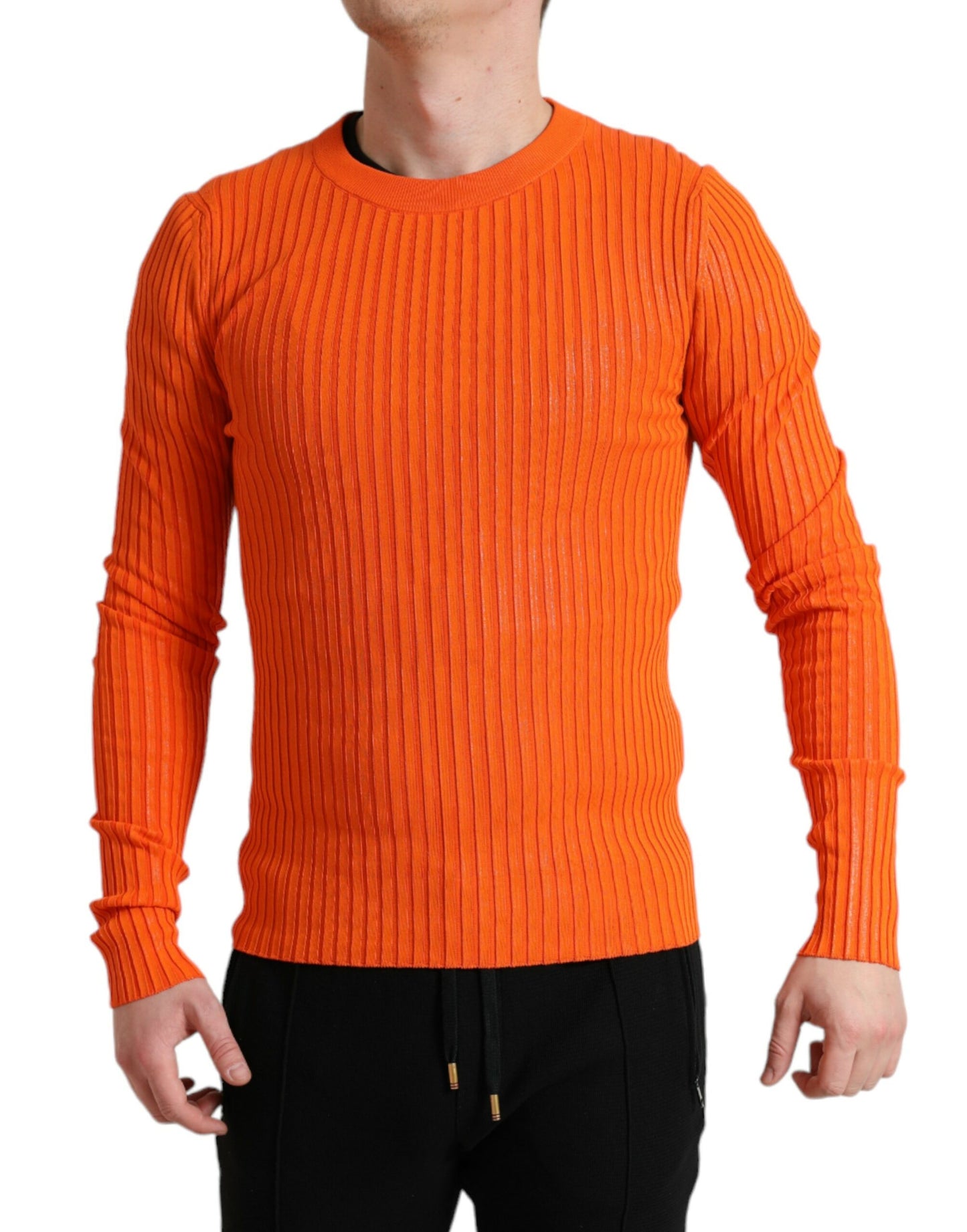 Eleganter Strickpullover in Sonnenuntergangsorange