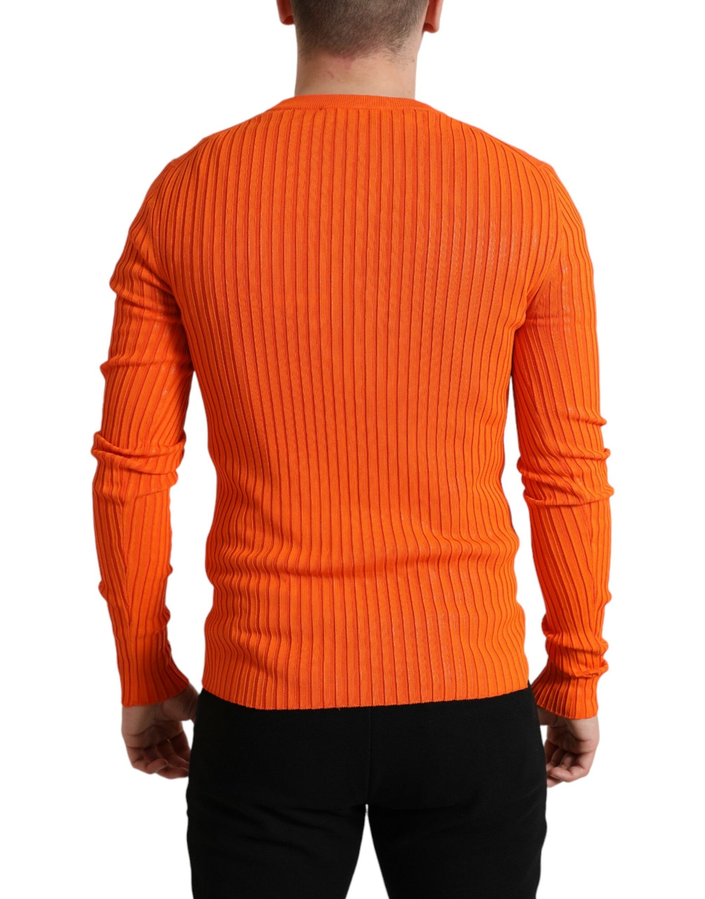Eleganter Strickpullover in Sonnenuntergangsorange