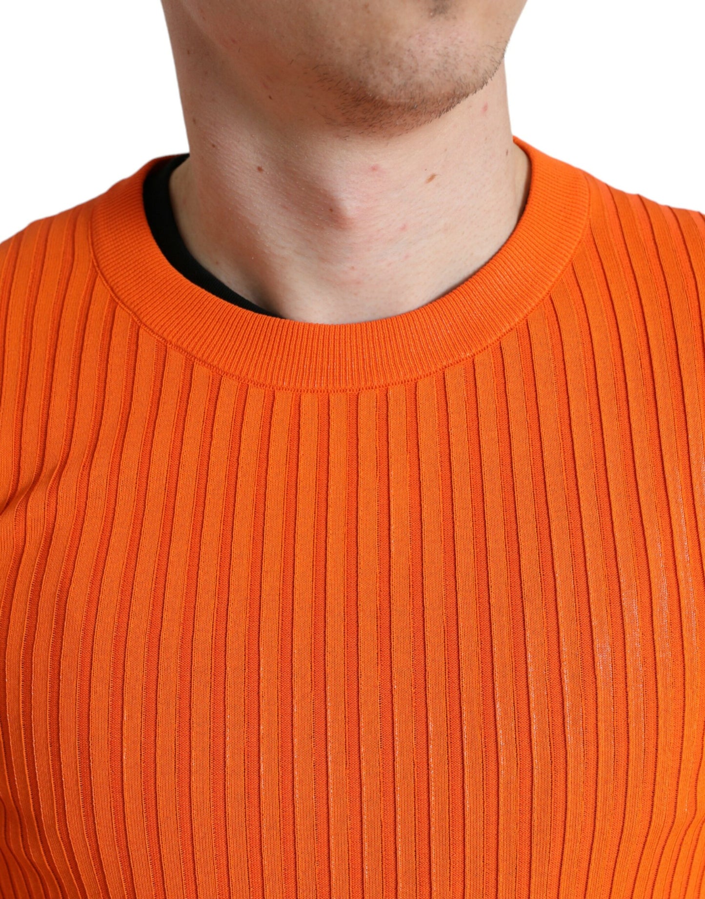 Eleganter Strickpullover in Sonnenuntergangsorange