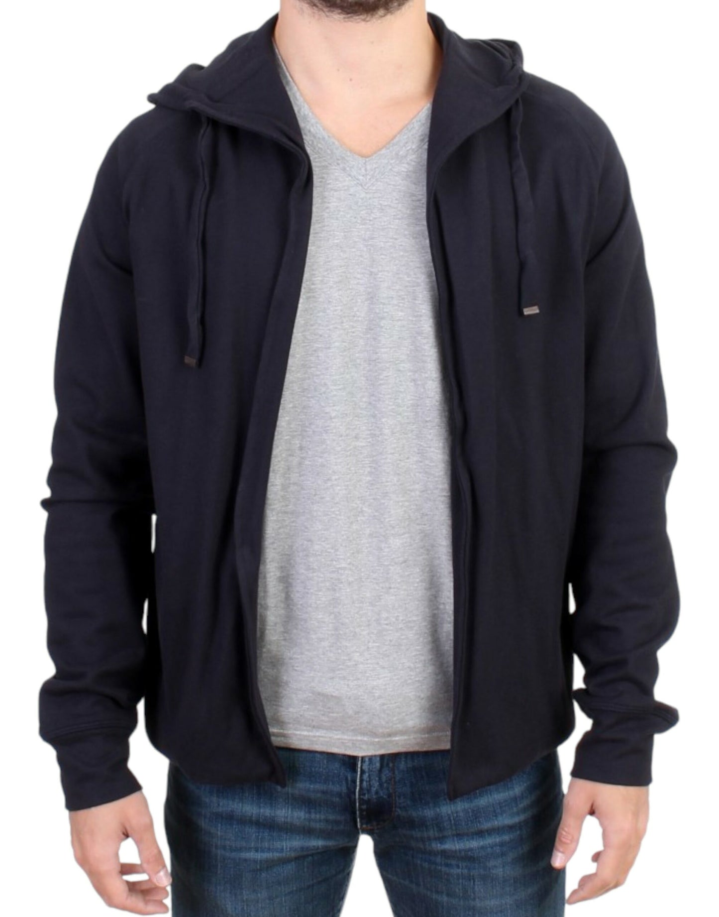 Eleganter blauer Kapuzenpullover aus Baumwolle