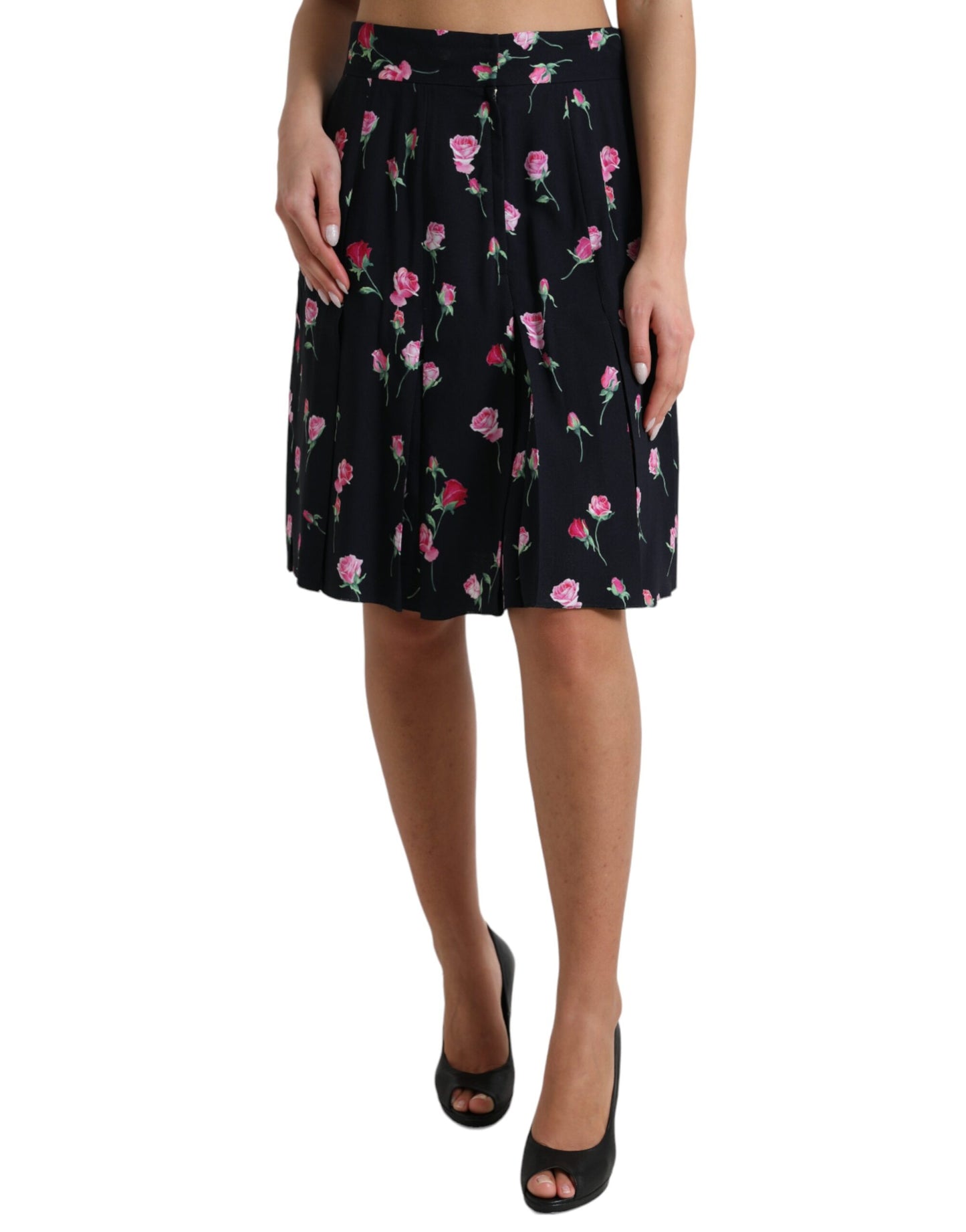 Eleganter knielanger A-Linien-Rock mit Blumenmuster