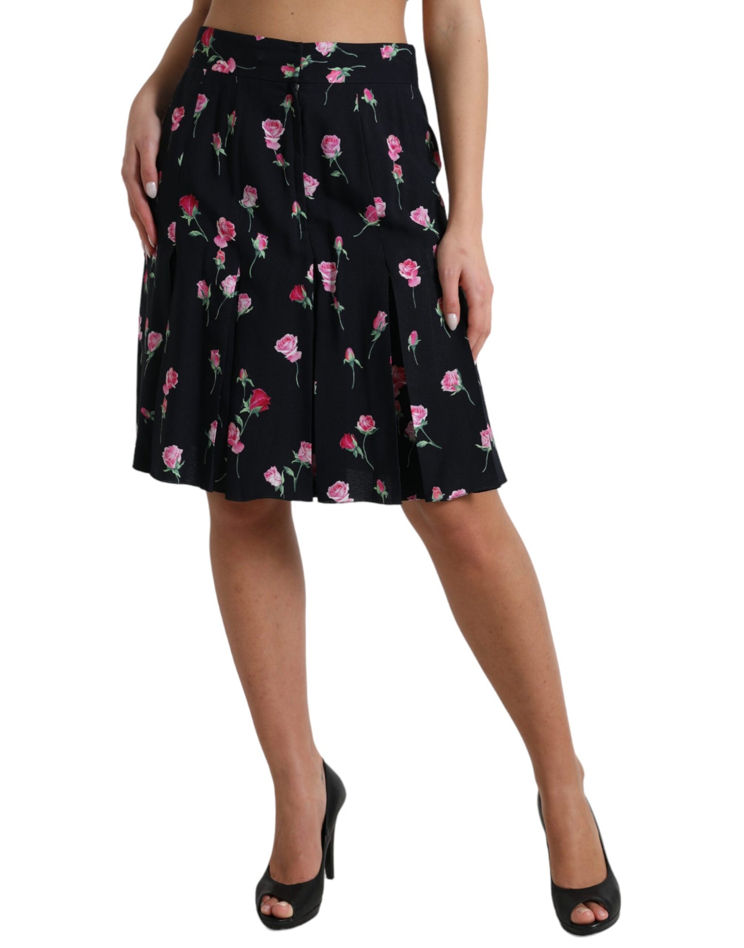 Eleganter knielanger A-Linien-Rock mit Blumenmuster