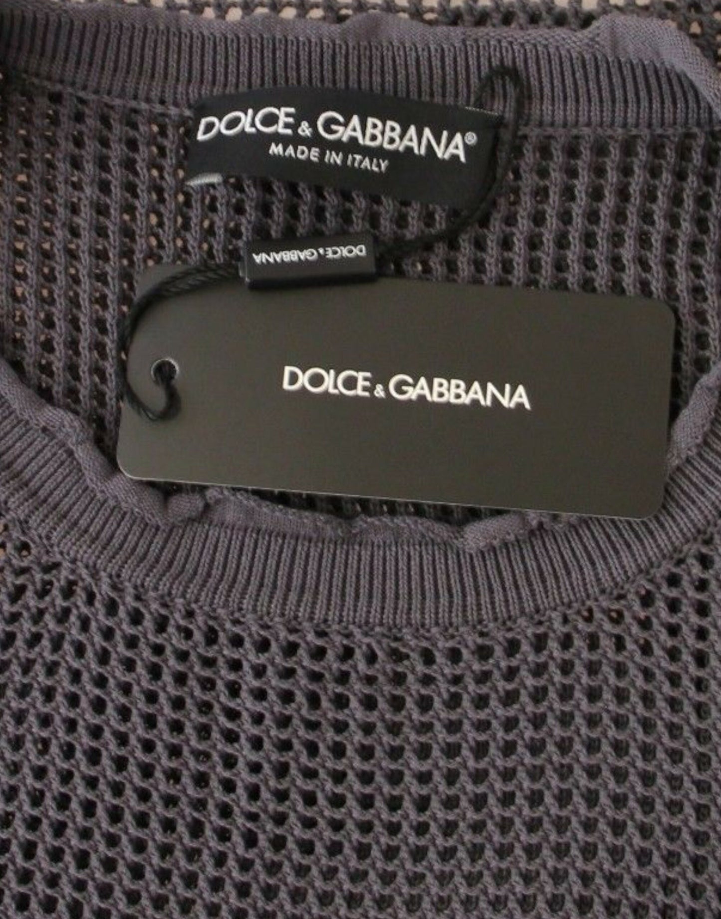 Eleganter Rundhals-Netzpullover in Hellviolett