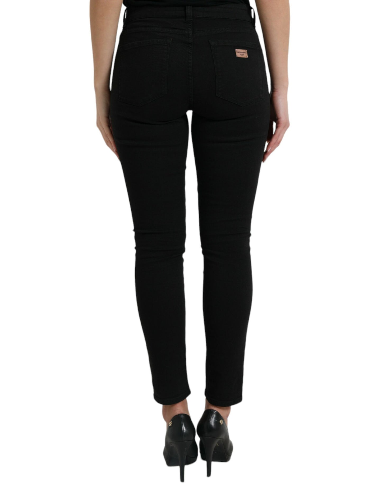 Schicke schwarze Stretchjeans mit mittlerer Taille
