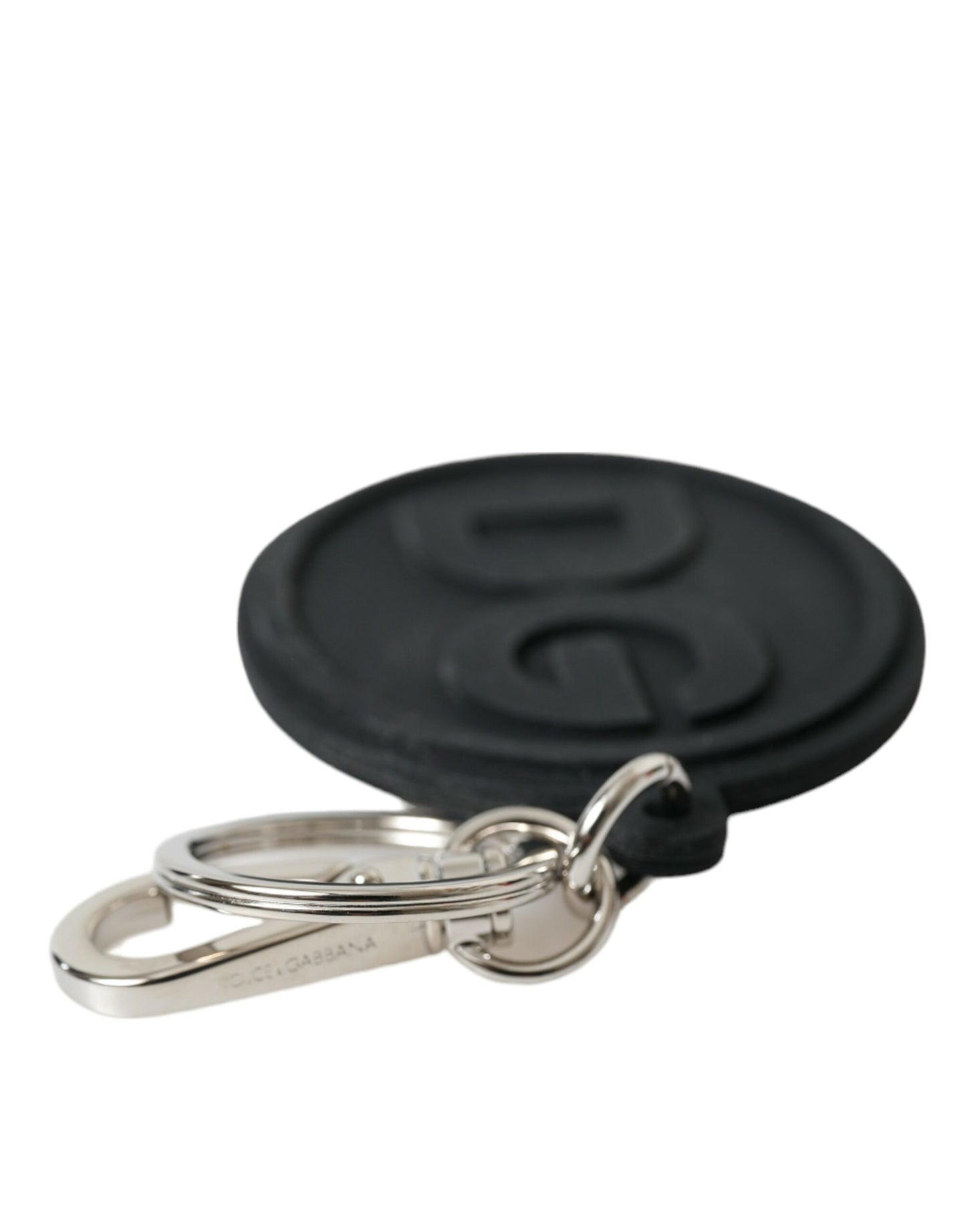 Portachiavi con logo nero e argento chic