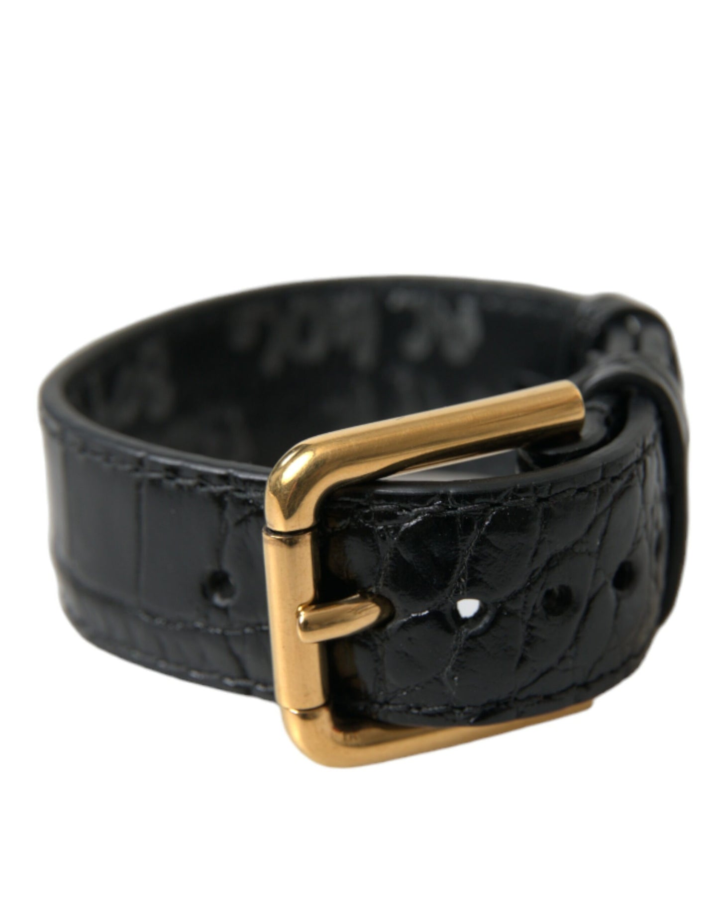Elegante bracciale in pelle nera dorata