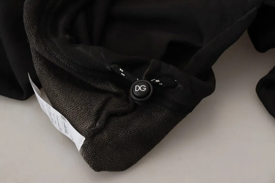 Felpa con cappuccio e logo in cotone nero