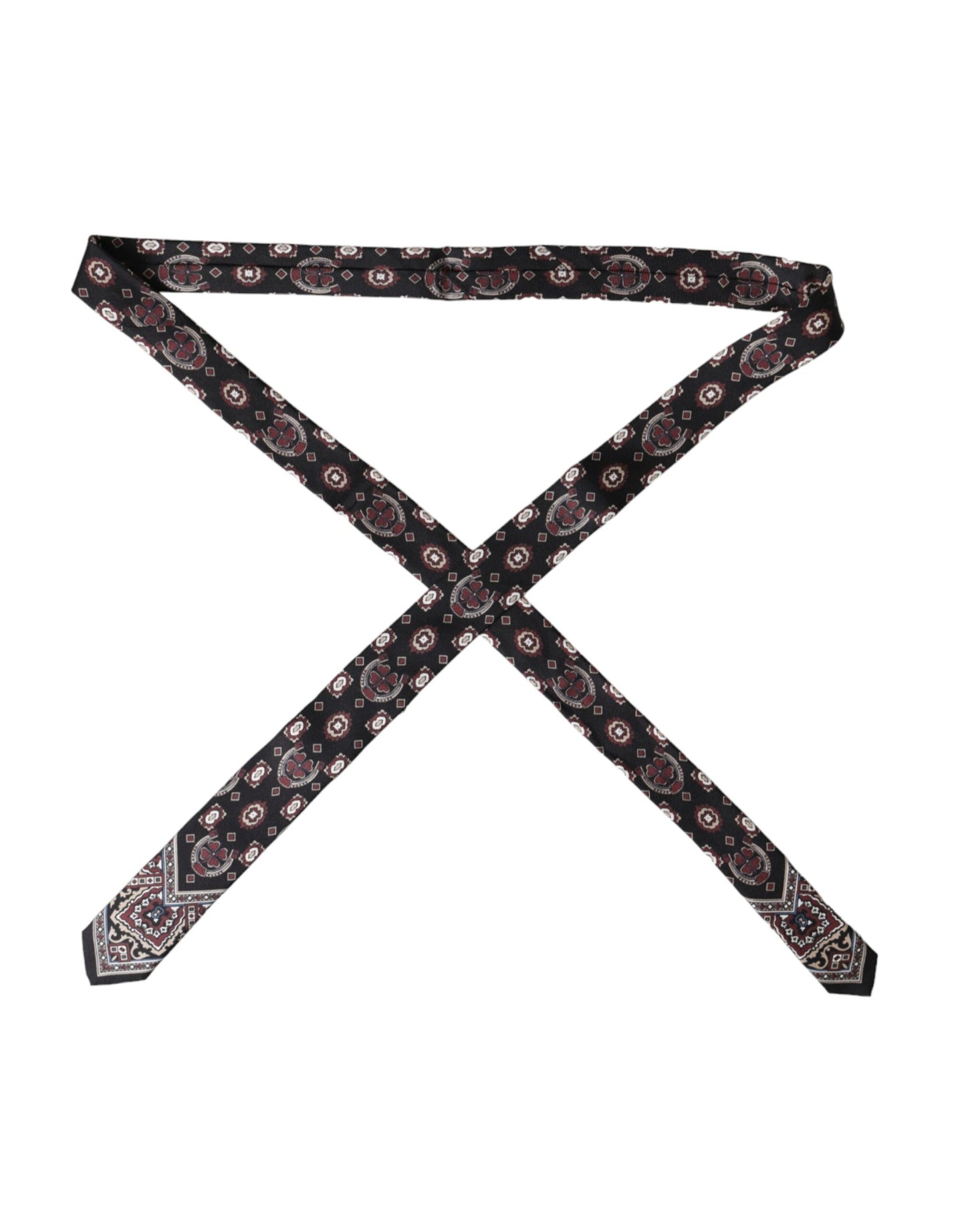 Schwarze bedruckte verstellbare Herrenkrawatte aus 100 % Seide