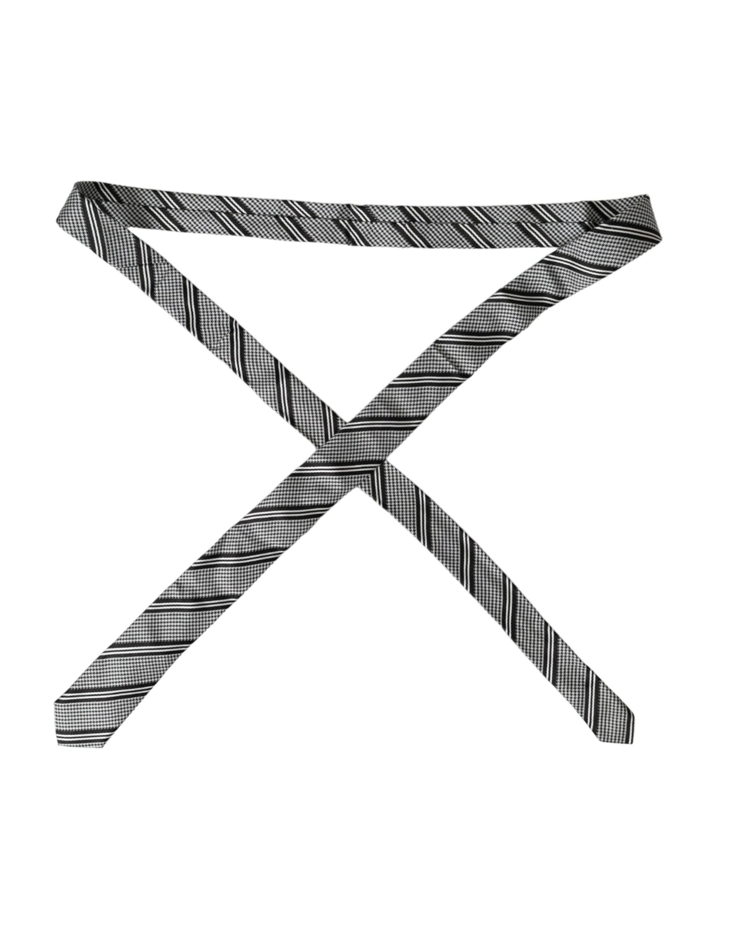 Verstellbare Seidenkrawatte mit schwarzen und weißen Streifen