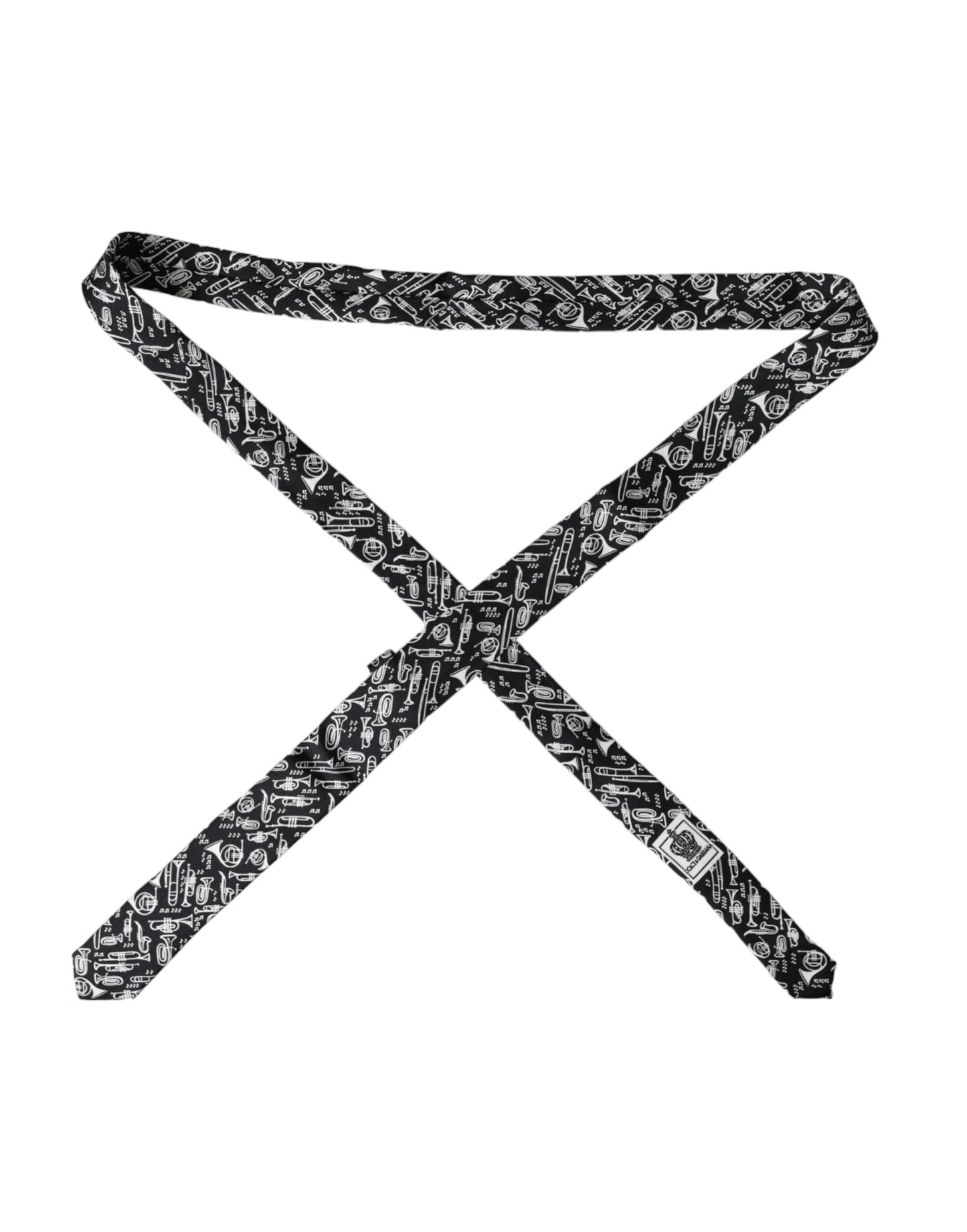 Schwarze, verstellbare Seidenkrawatte mit Trompetendruck