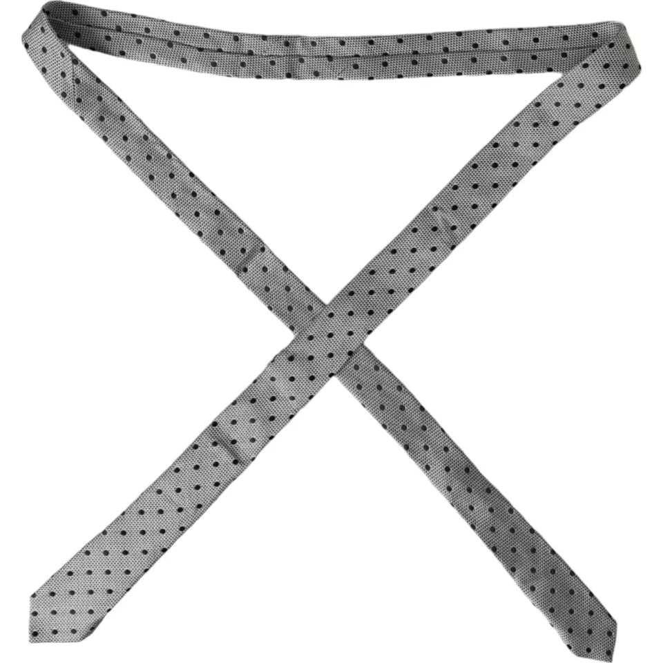 Schwarz-weiße Punkte-Fantasie-Seidenkrawatte für Herren, verstellbar