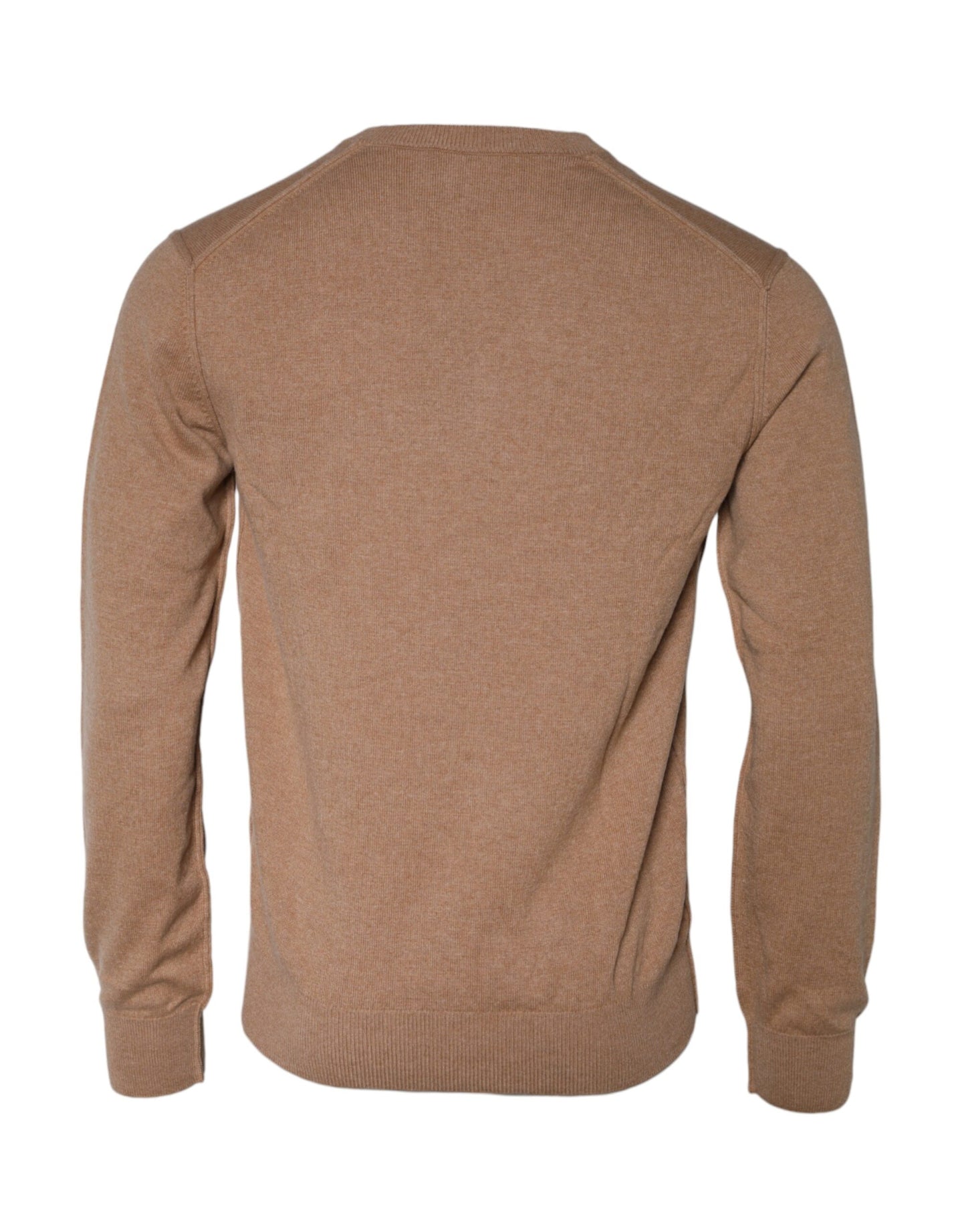 Maglione con scollo a V in maglia di cashmere marrone