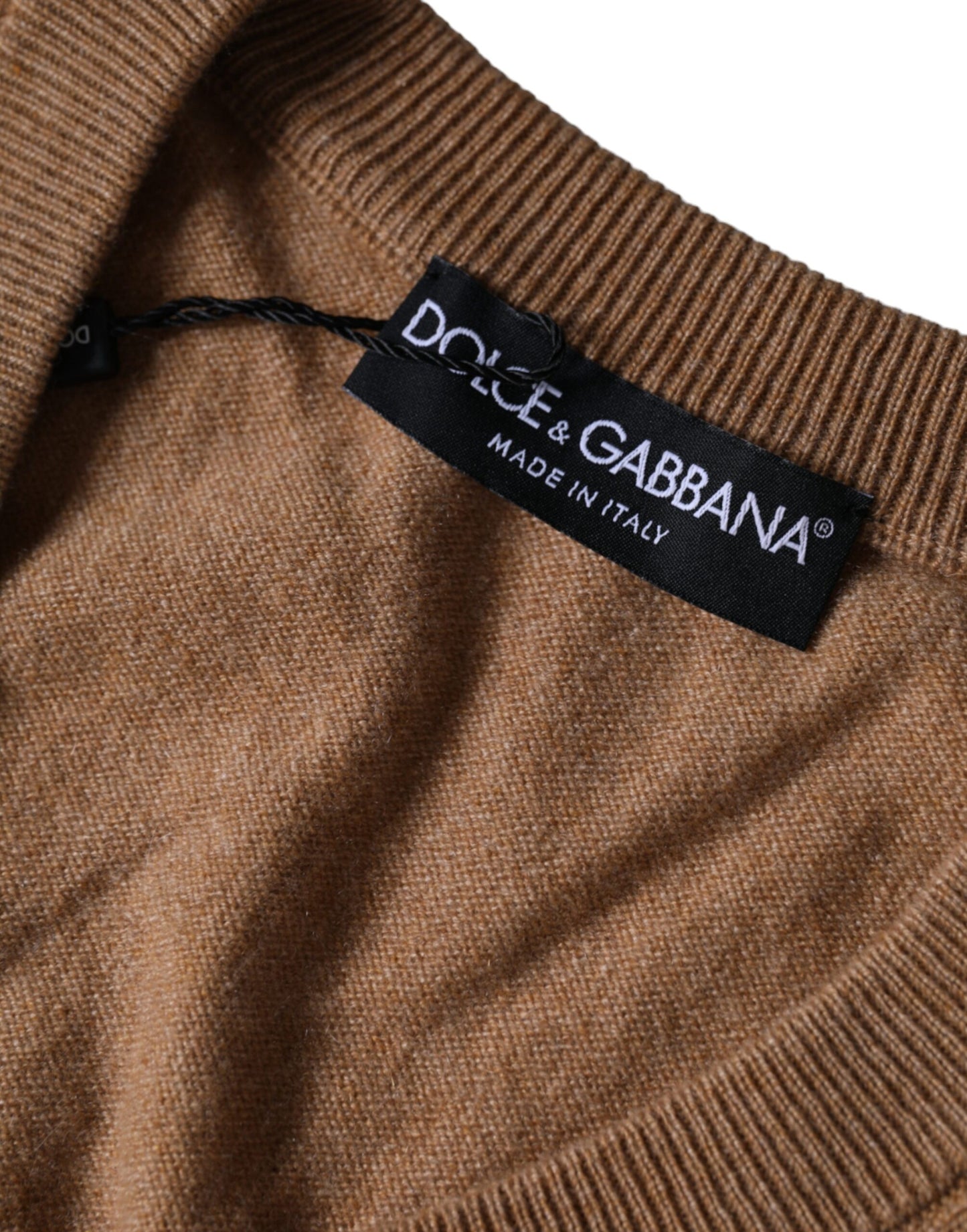 Maglione con scollo a V in maglia di cashmere marrone