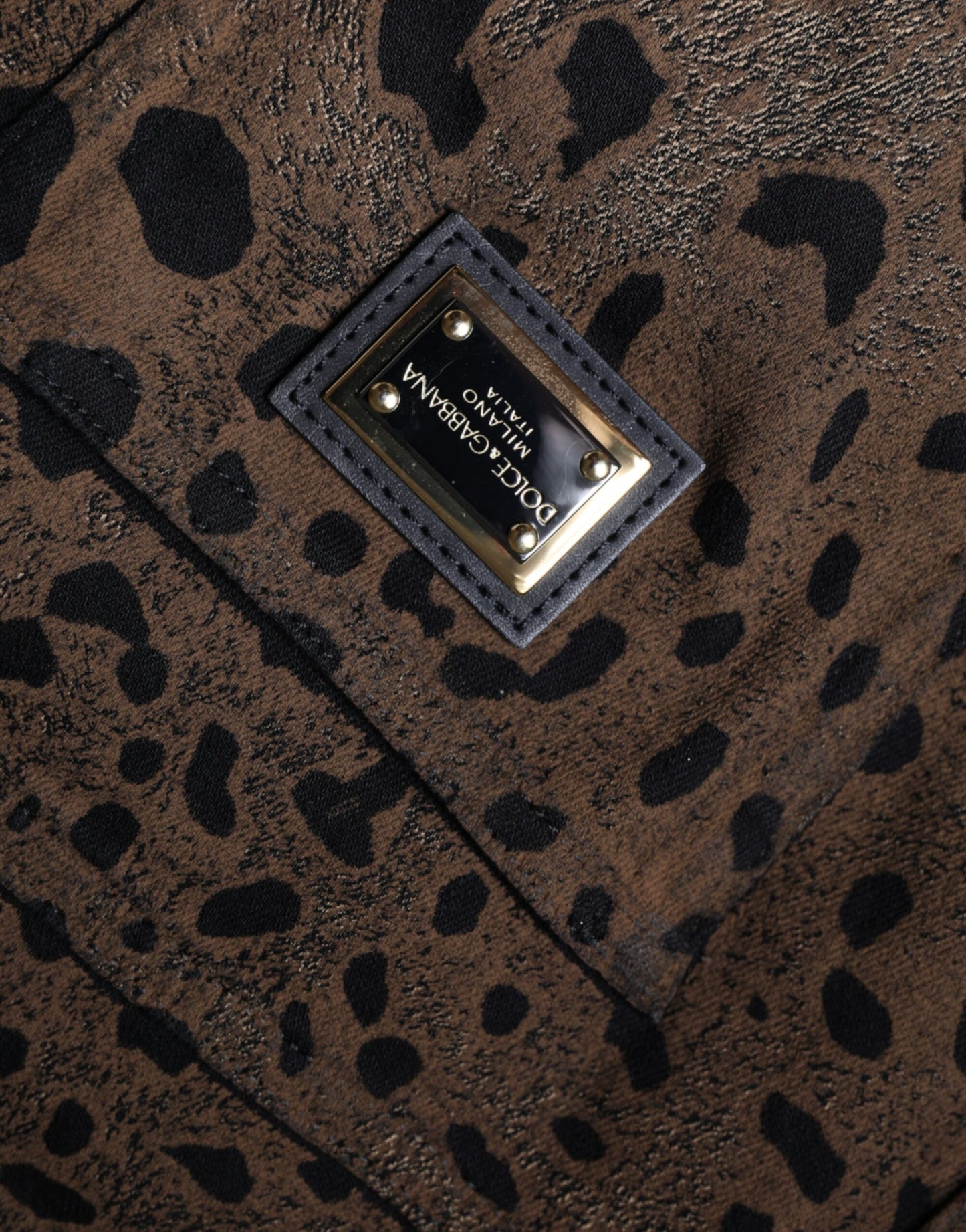 Braune Skinny-Jeans aus Baumwolle mit Leopardenmuster