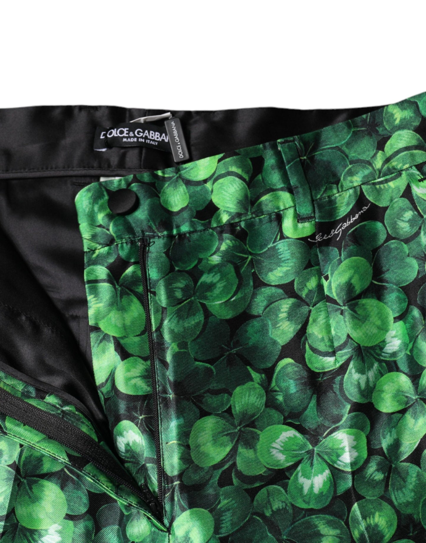 Green Clover – Karottenhose aus Seidensatin mit hoher Taille