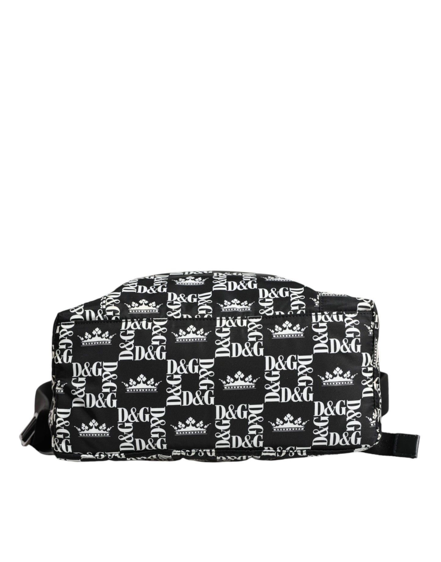 Schwarz-weißer Rucksack aus Nylon mit DG-Kronenlogo