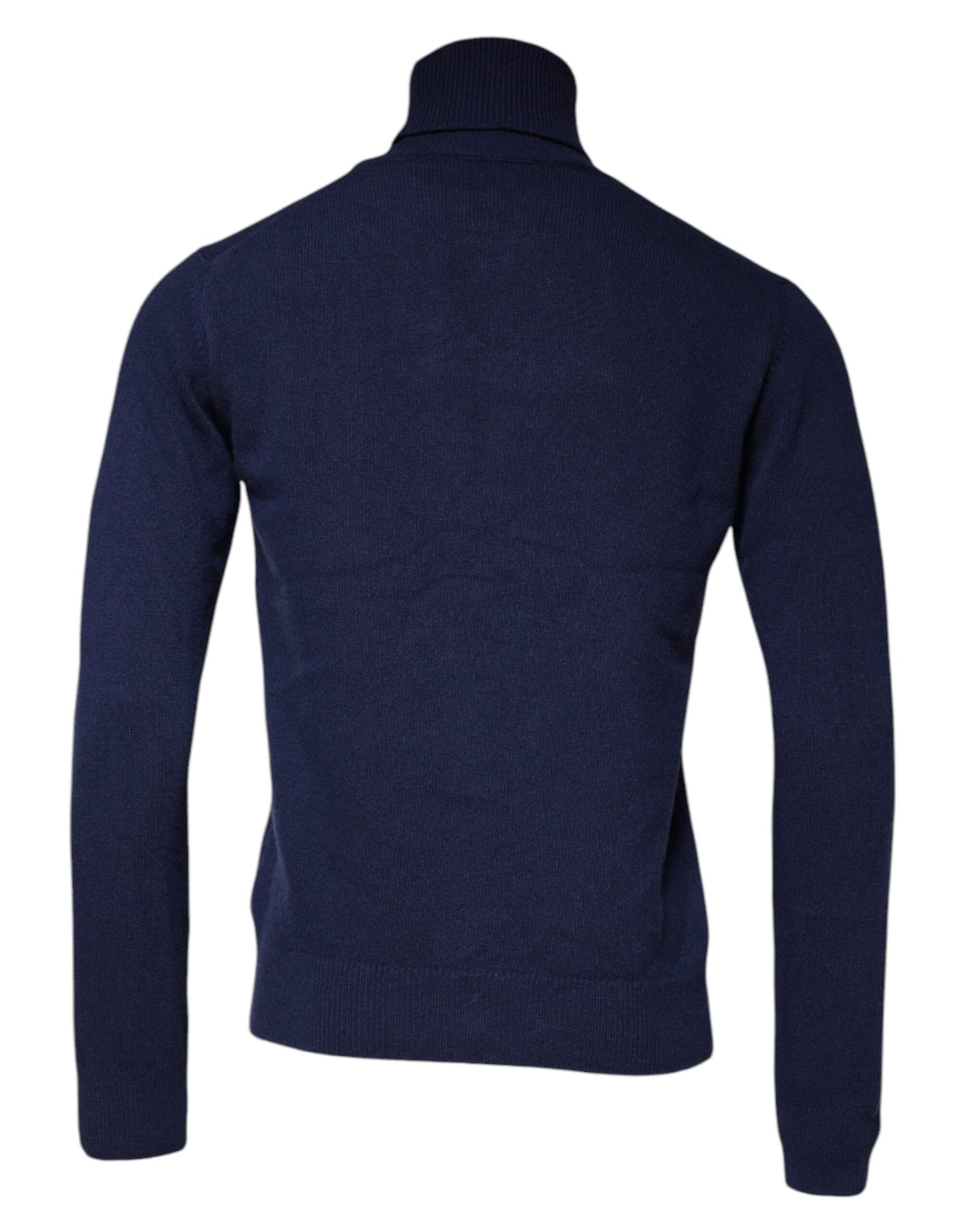 Blauer Rollkragenpullover aus Wollstrick