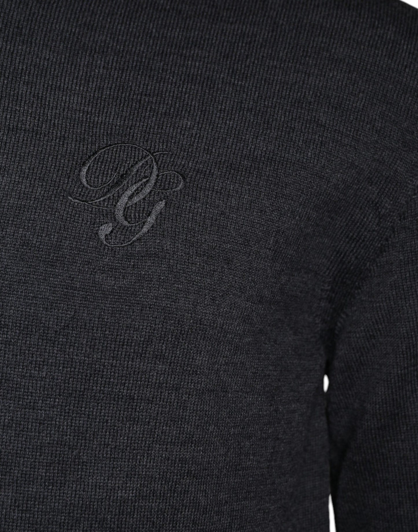 Dunkelgrauer Pullover aus Wolle mit Rundhalsausschnitt