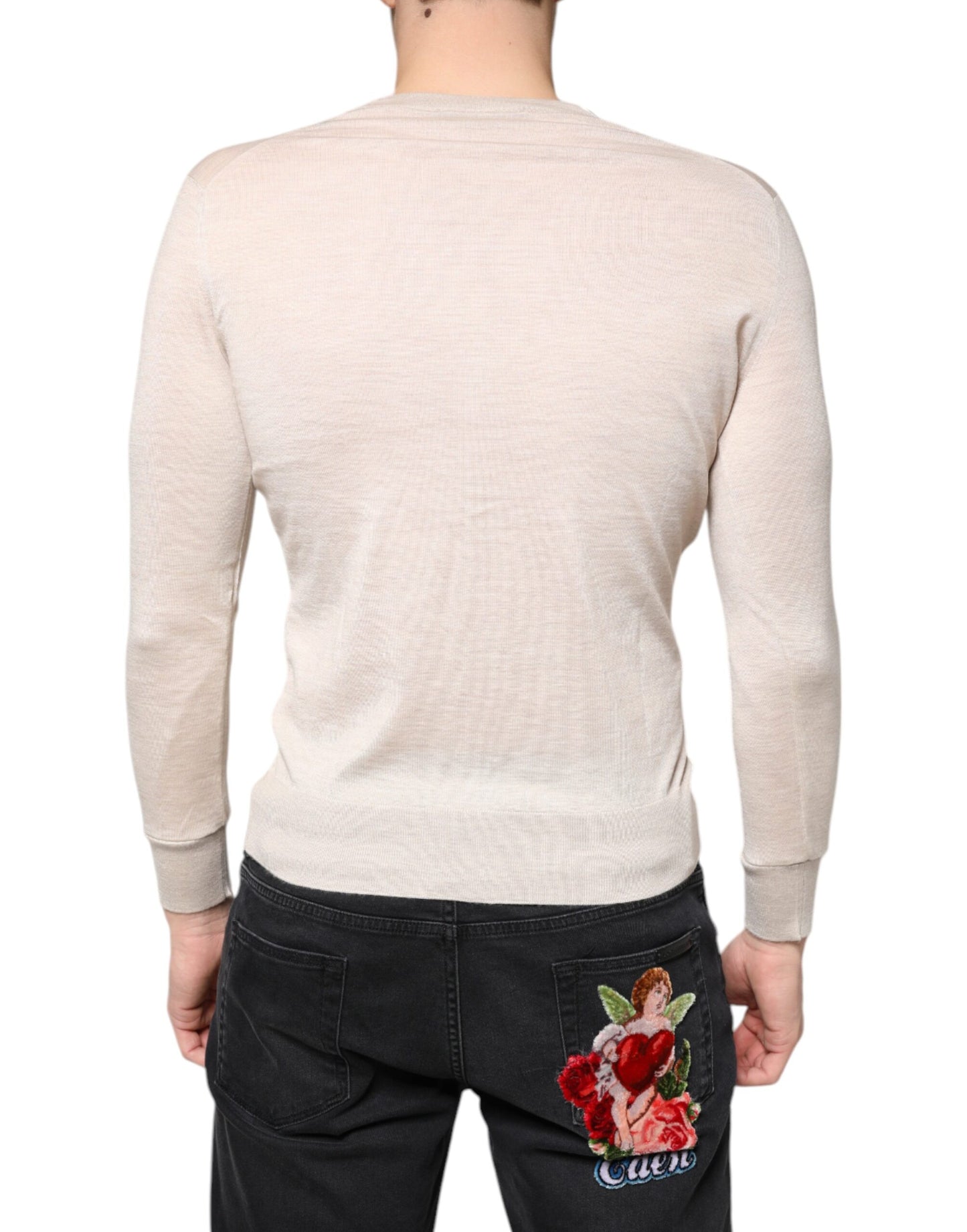 Beigefarbener Cardigan aus Kaschmir mit Knopfleiste