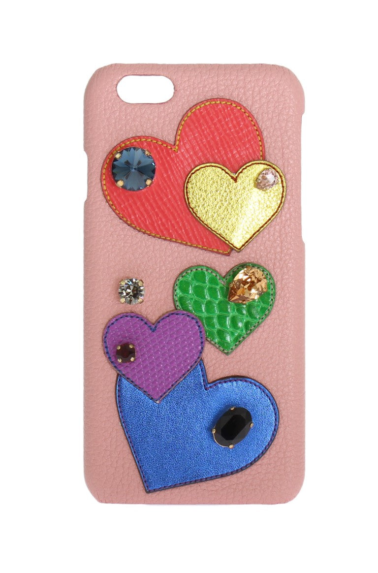 Custodia per iPhone in pelle rosa chic con cristalli