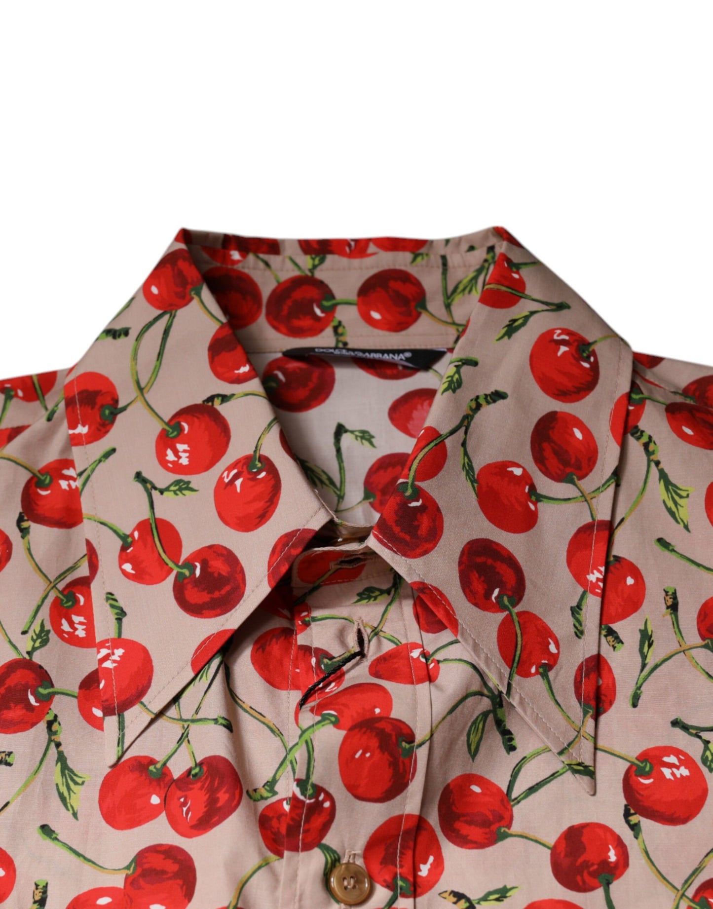 Beige Cherry Button Down Herren Freizeithemd