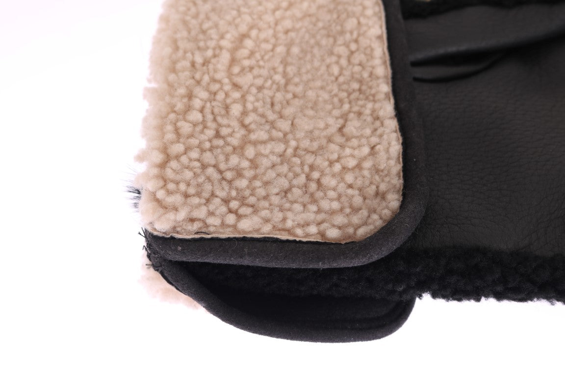 Guanti da uomo in pelle nera borchiata