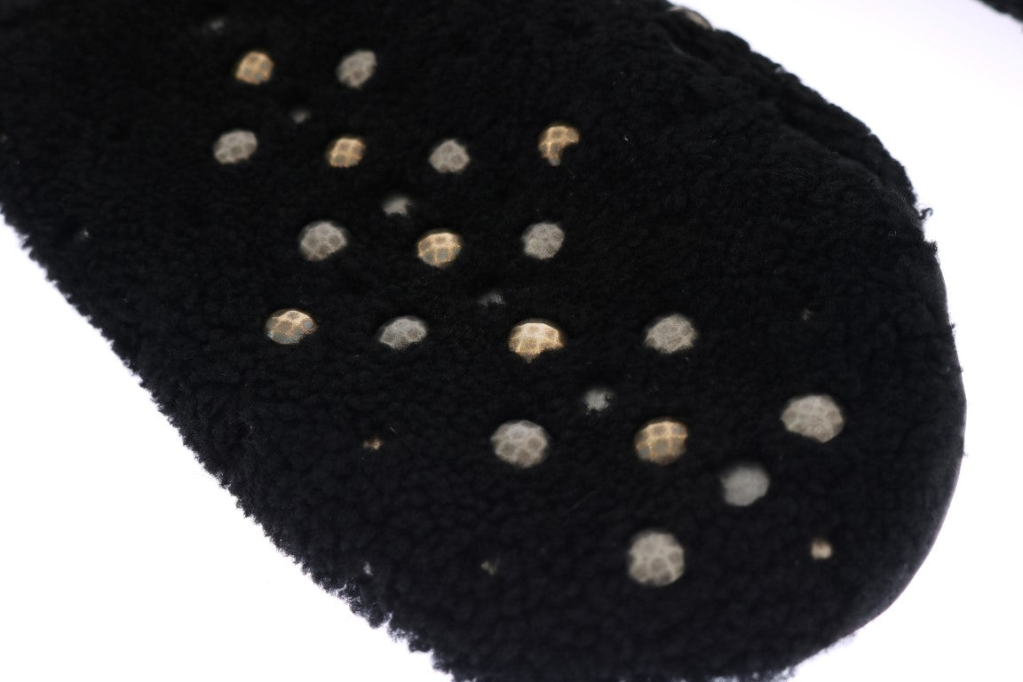 Guanti da uomo in pelle nera borchiata