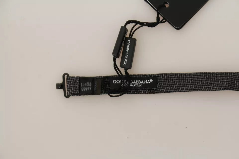 Papillon regolabile in seta con motivo grigio