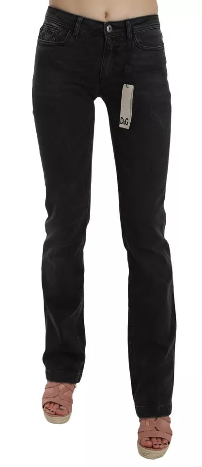 Schwarze Slim Fit-Jeans aus Baumwolle von D&G