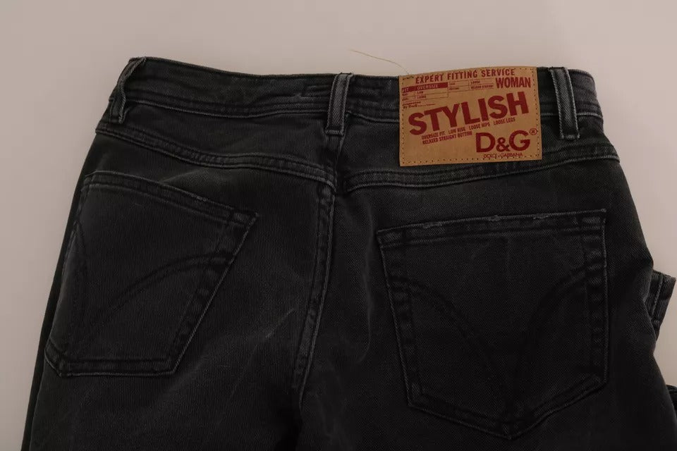 Schwarze Slim Fit-Jeans aus Baumwolle von D&G