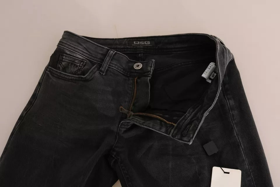 Schwarze Slim Fit-Jeans aus Baumwolle von D&G
