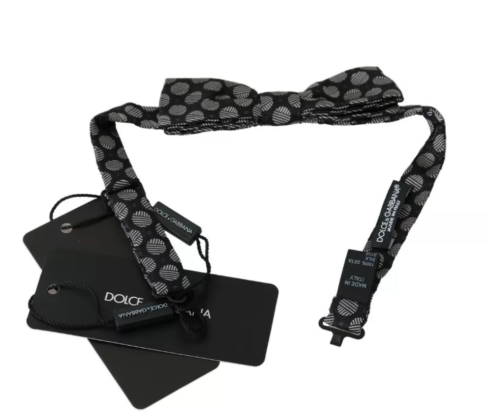 Schwarze Seidenkrawatte mit Kreisen für Herren