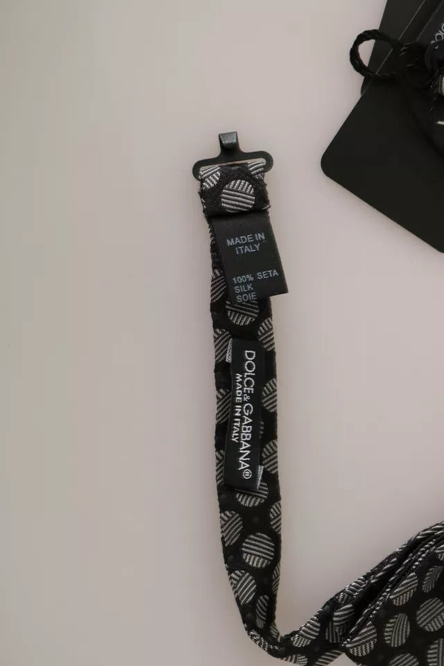 Schwarze Seidenkrawatte mit Kreisen für Herren