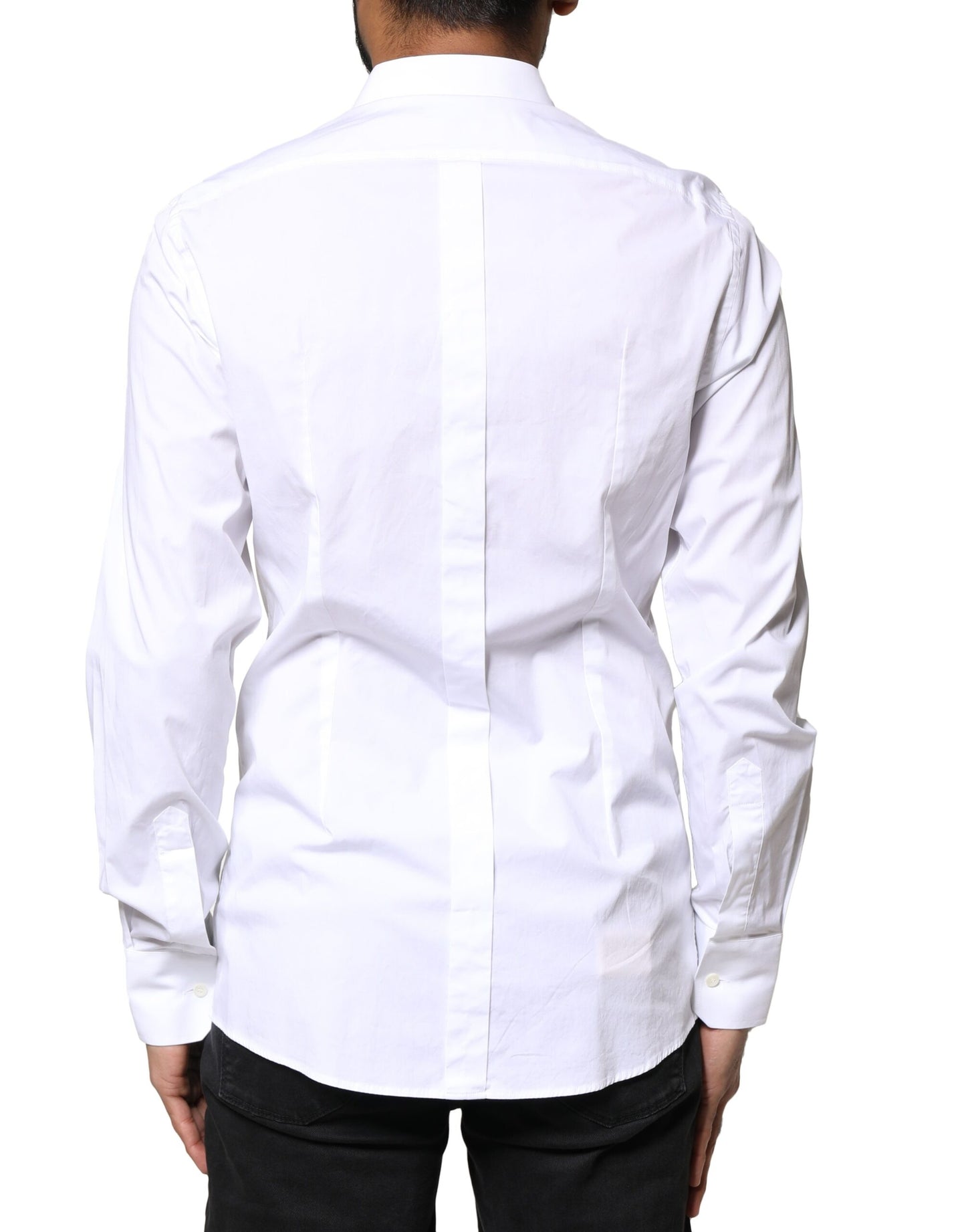 Dolce & Gabbana White GOLD Cotton Long Sleeves Dress Shirt
