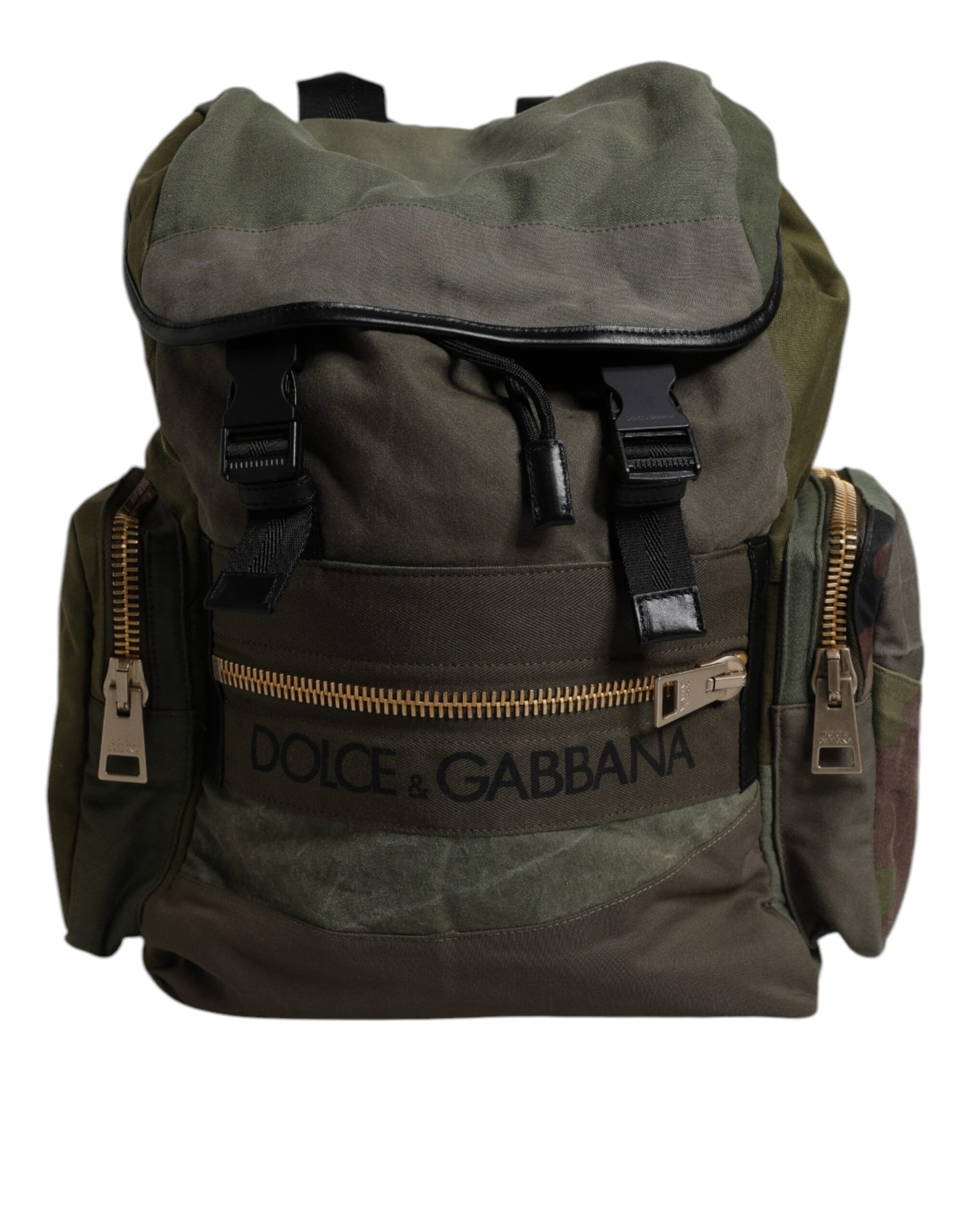 Dolce & Gabbana Military Green Patchwork School Backpack Bag