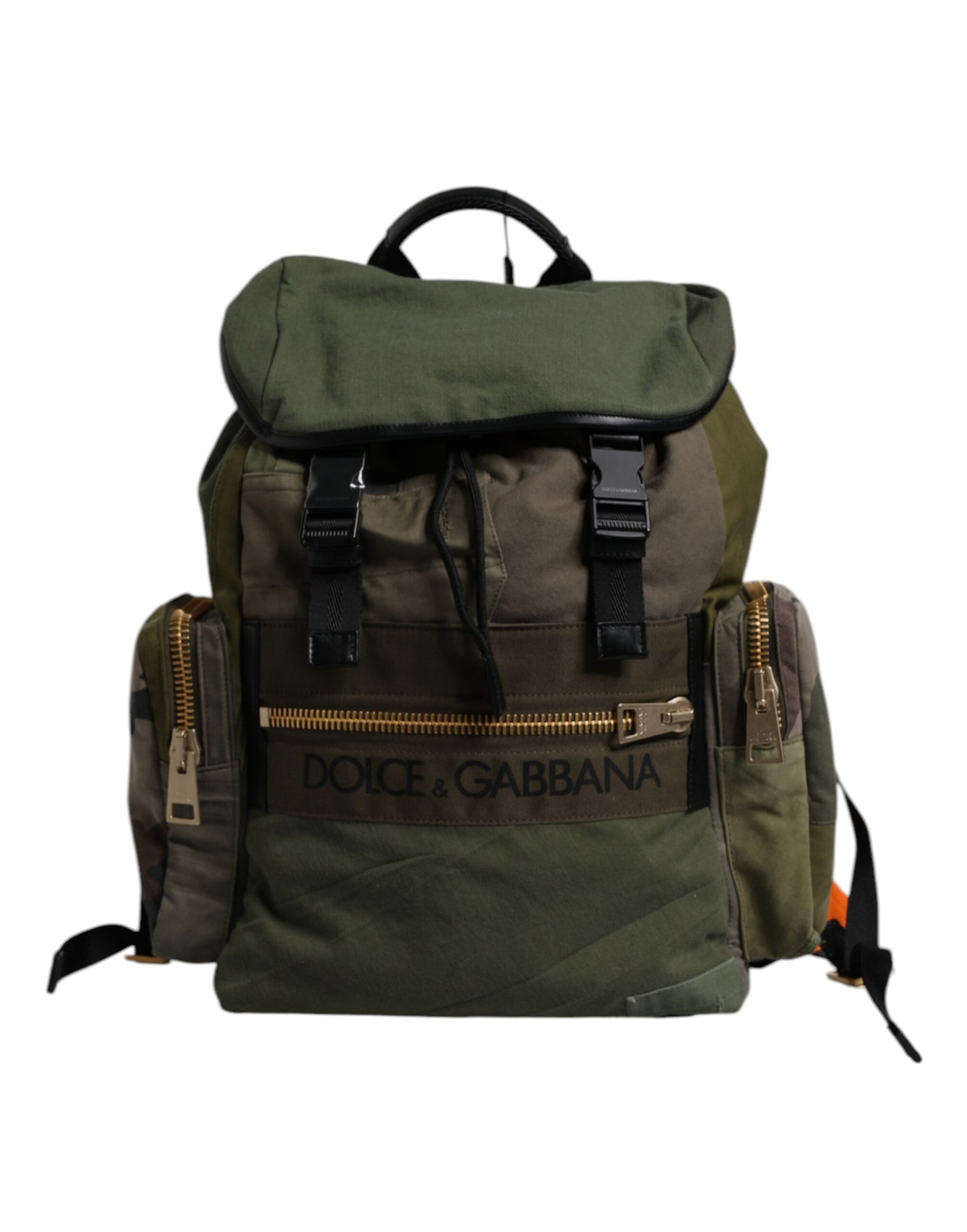 Dolce & Gabbana Military Green Patchwork Travel Backpack Bag