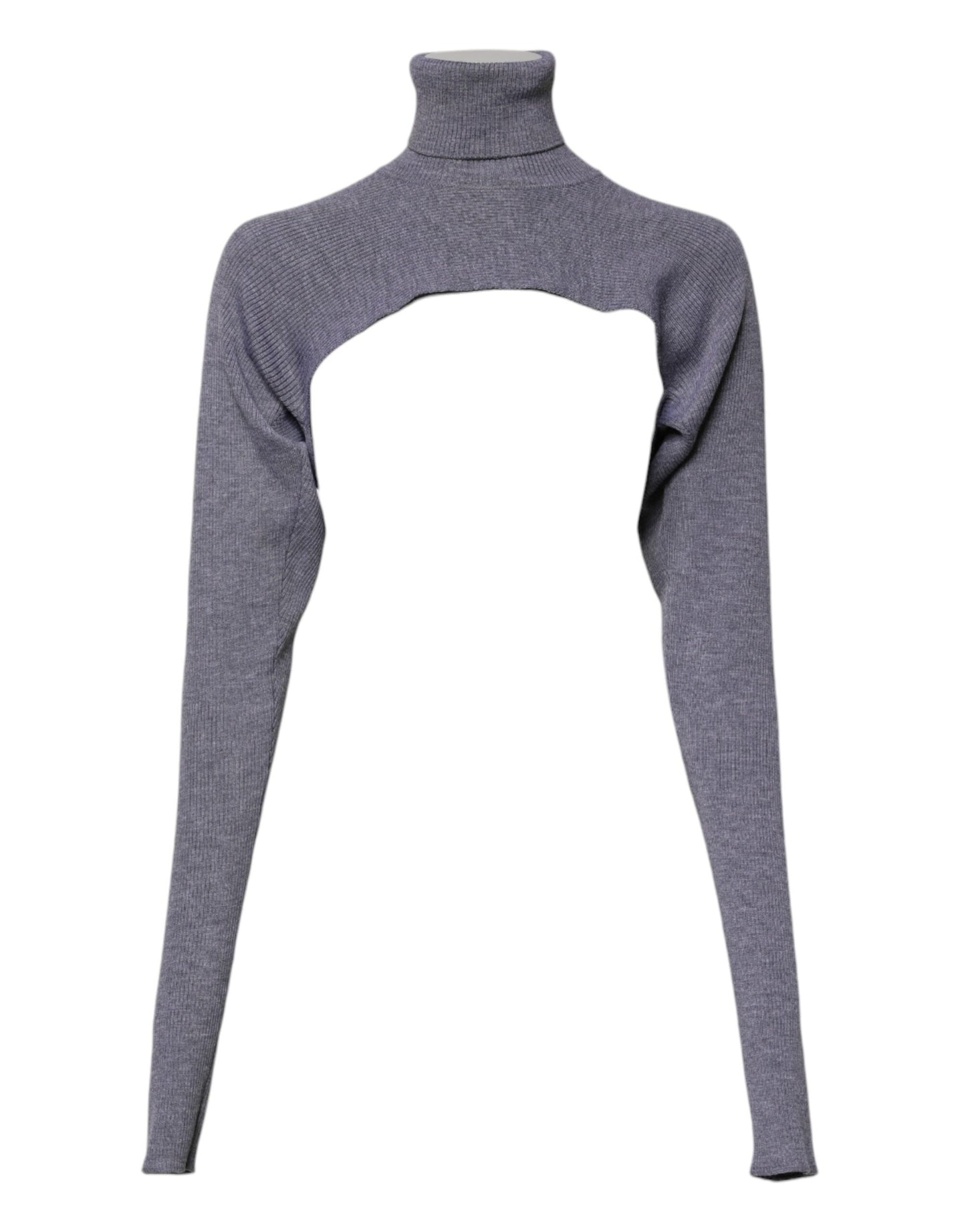 Dolce & Gabbana Gray Wool Knit Turtleneck Cropped Top Sweater