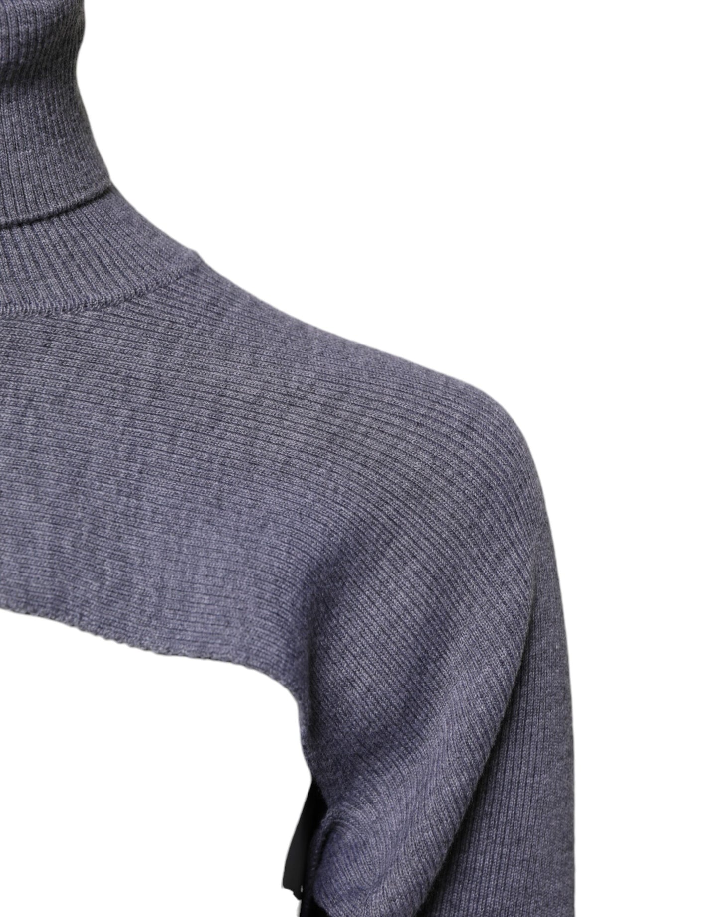 Dolce & Gabbana Gray Wool Knit Turtleneck Cropped Top Sweater
