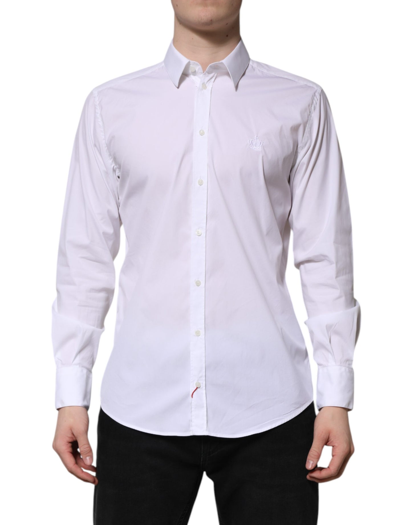 Dolce & Gabbana White Cotton MARTINI Long Sleeve Dress Shirt