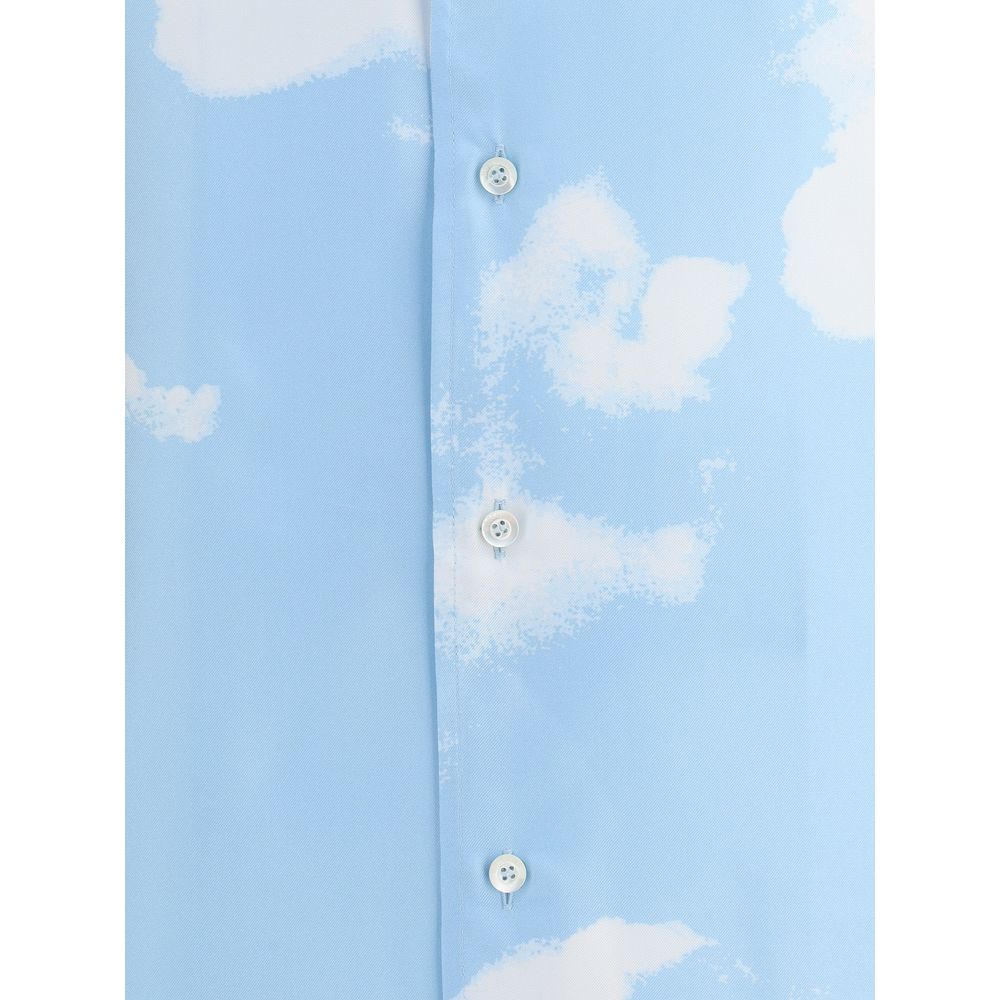 Moschino Light Blue Silk Pattern Shirt
