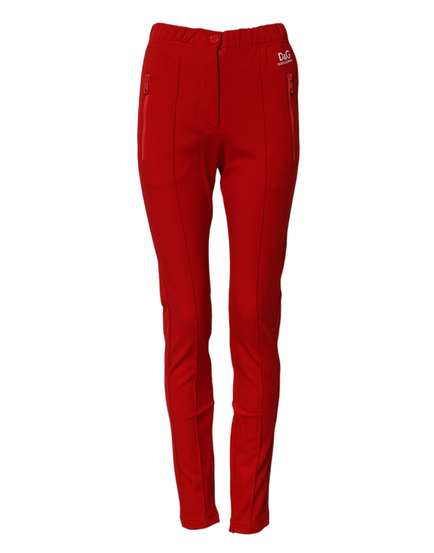 Dolce & Gabbana Red Mid Waist Slim Fit Pants