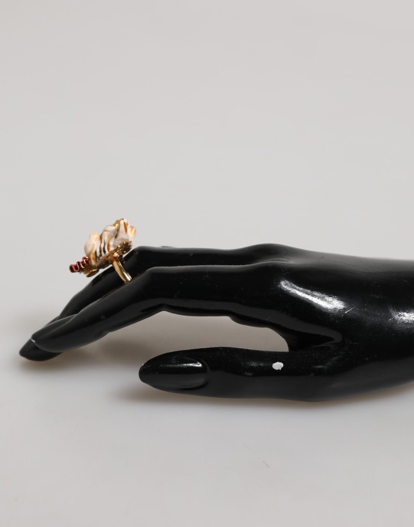 Dolce & Gabbana Gold Brass Resin Beige Dog Pet Accessory Ring