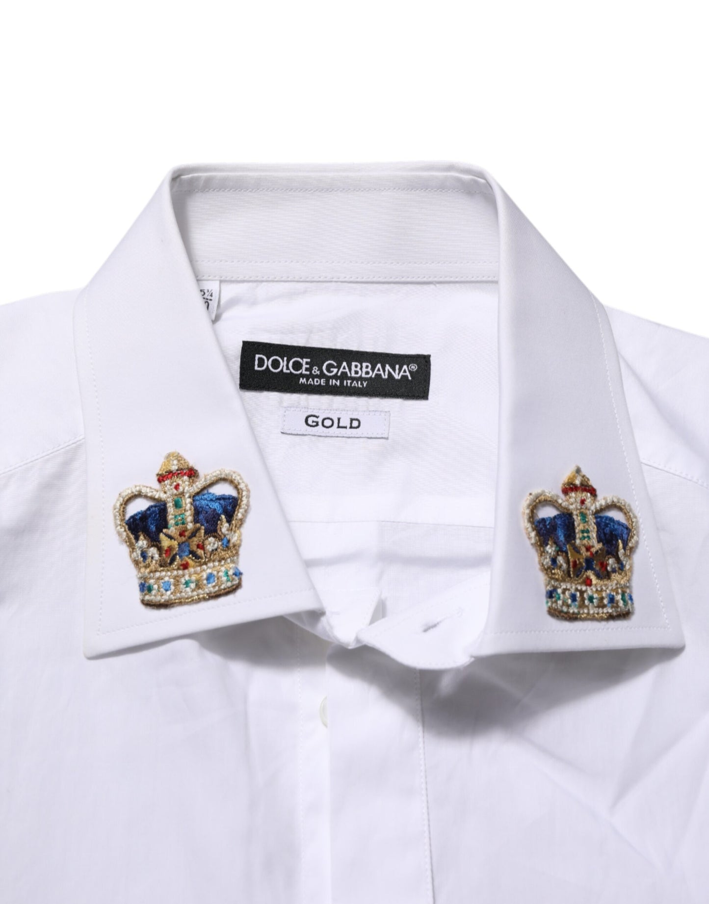 Dolce & Gabbana White Crown Collared GOLD Formal Dress  Shirt